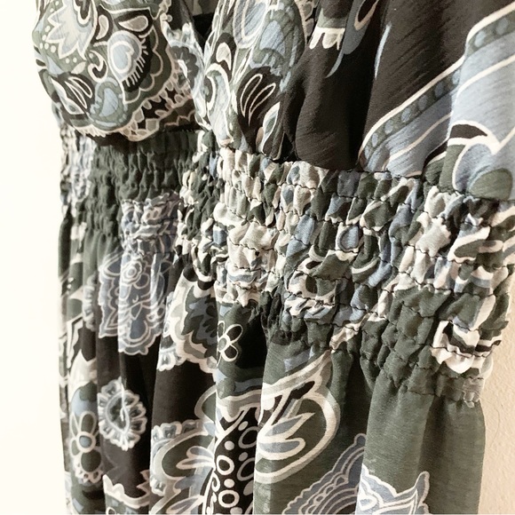 She’s Cool Boho Paisley Floral Print Sleeveless V-neck Maxi Dress Adjustable - Picture 8 of 11